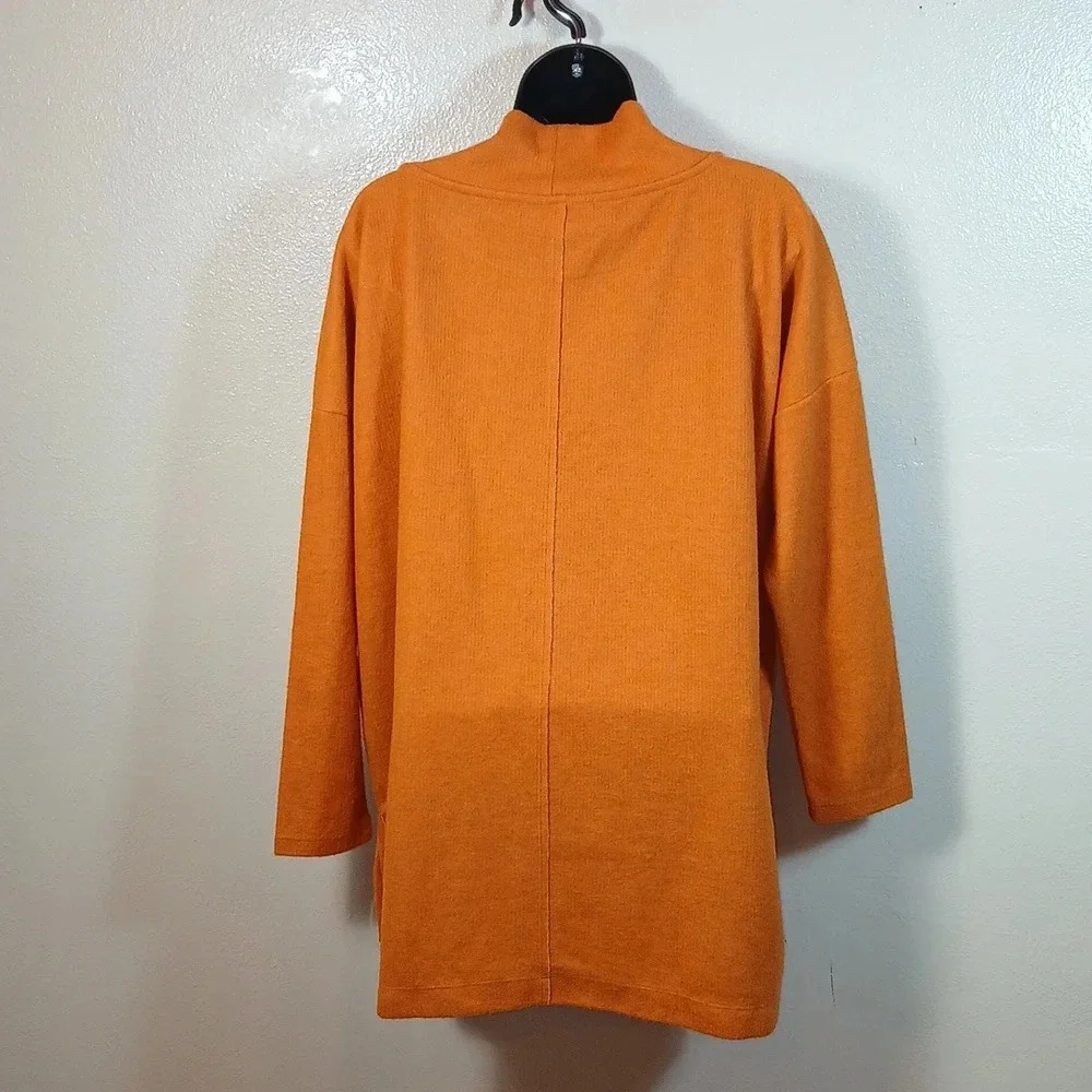 Anthropologie Mock Neck Tunic Pullover Pumpkin Orange size Medium - Picture 3 of 13